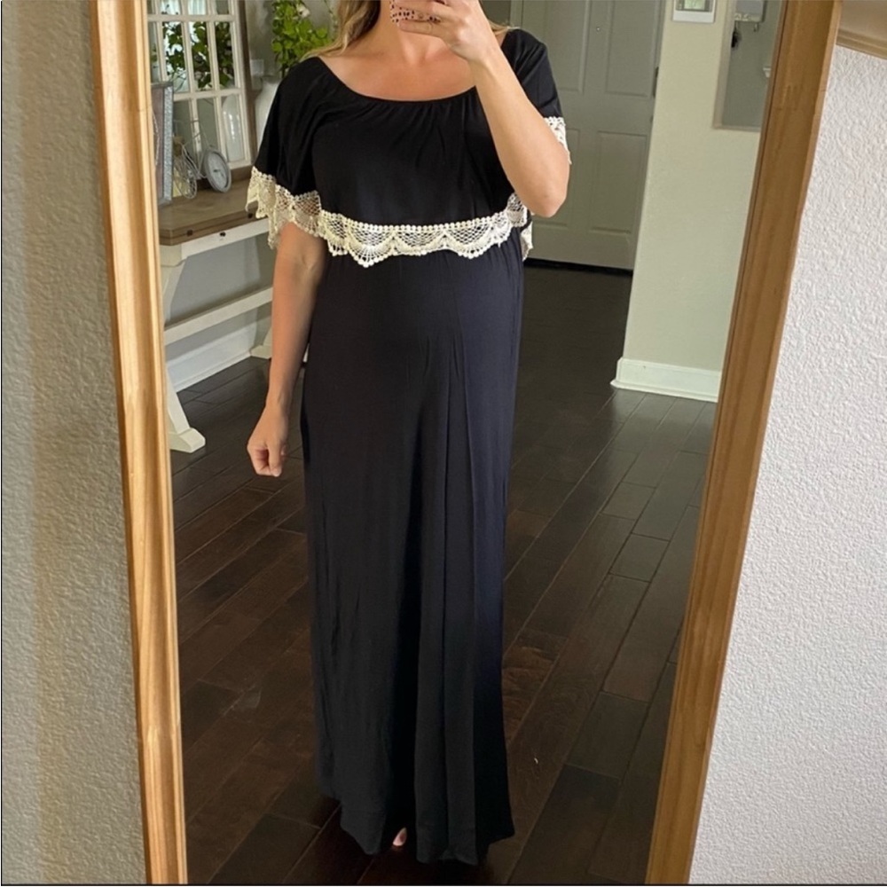 Pinkblush black off the shoulder lace maxi dress